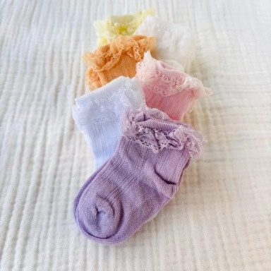 Newborn Lace Ruffle Socks 6-Pack – 0–6 Months