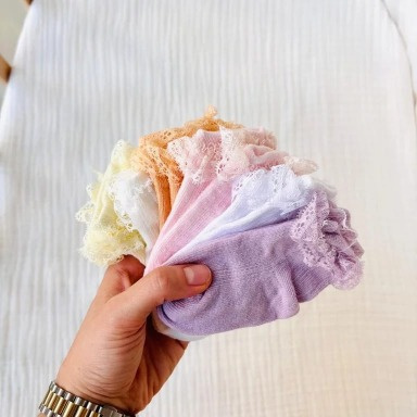 Newborn Lace Ruffle Socks 6-Pack – 0–6 Months