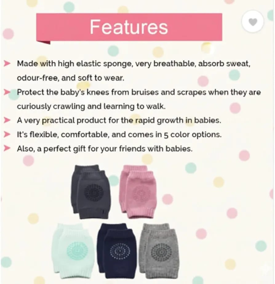 Baby Knee Pads for Crawling – Soft, Breathable Cotton, Anti-Slip (6+ Months)