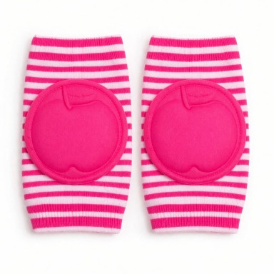 Striped Baby Crawling Knee Pads – Soft Apple Cushion Protection