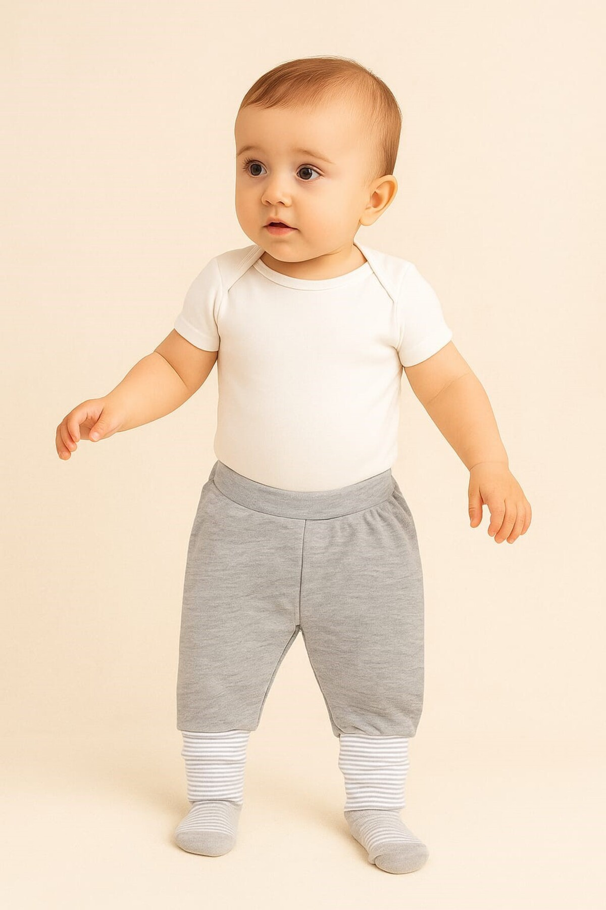 AQUABABY White Baby Trousers – 0-6 Months, Soft & Breathable