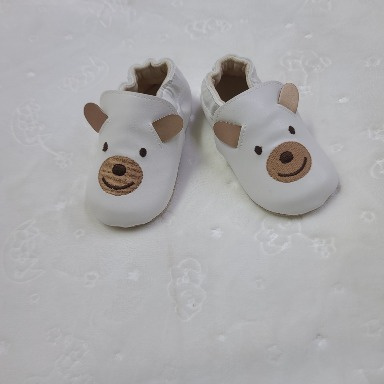 Defne White Bear Patterned Unisex Baby Booties Size 19 (9–12 Months)