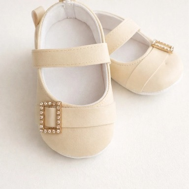 Defne Beige Leather Mary Jane Prewalker Shoes Size 19 (9–12 Months)