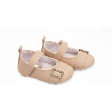 Defne Beige Leather Mary Jane Prewalker Shoes Size 19 (9–12 Months)