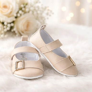 Defne Beige Leather Mary Jane Prewalker Shoes Size 19 (9–12 Months)