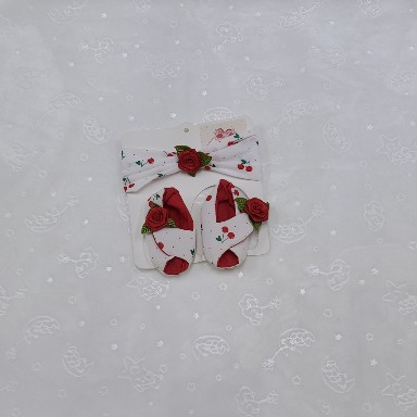 Baby Girl Booties & Headband Set | Soft Cotton Newborn Shoes