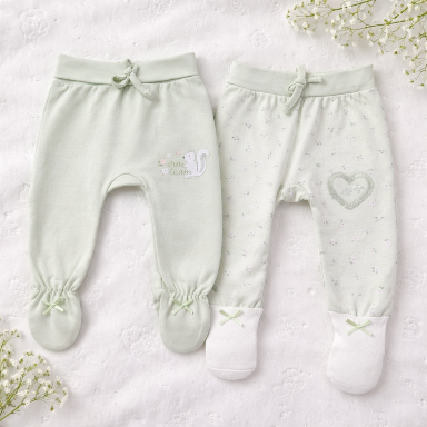 Premium Baby Footed Trousers (0–6 Months) – Soft Cotton Newborn Pants