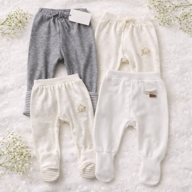 Premium Baby Footed Trousers (0–6 Months) – Soft Cotton Newborn Pants