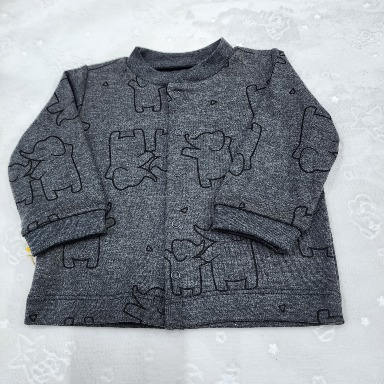 Unisex Grey Baby Jacket with Elephant Embroidery – 0-3 Months