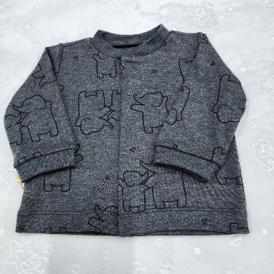 Unisex Grey Baby Jacket with Elephant Embroidery – 0-3 Months