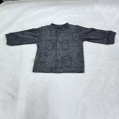 Unisex Grey Baby Jacket with Elephant Embroidery – 0-3 Months