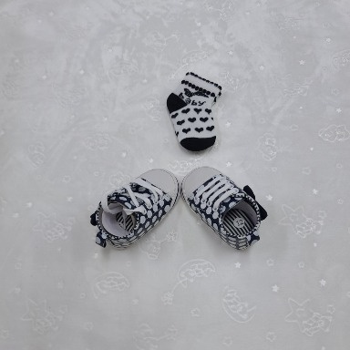 Baby Canvas Sneakers & Printed Socks Set – First Walkers (Infant/Pre-Walker)