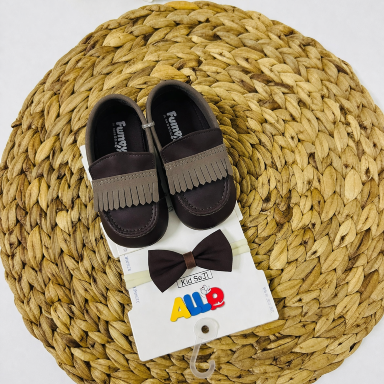 Baby Loafer prewalker Shoes & Bow Tie Set – Infant Formal Outfit Gift Set