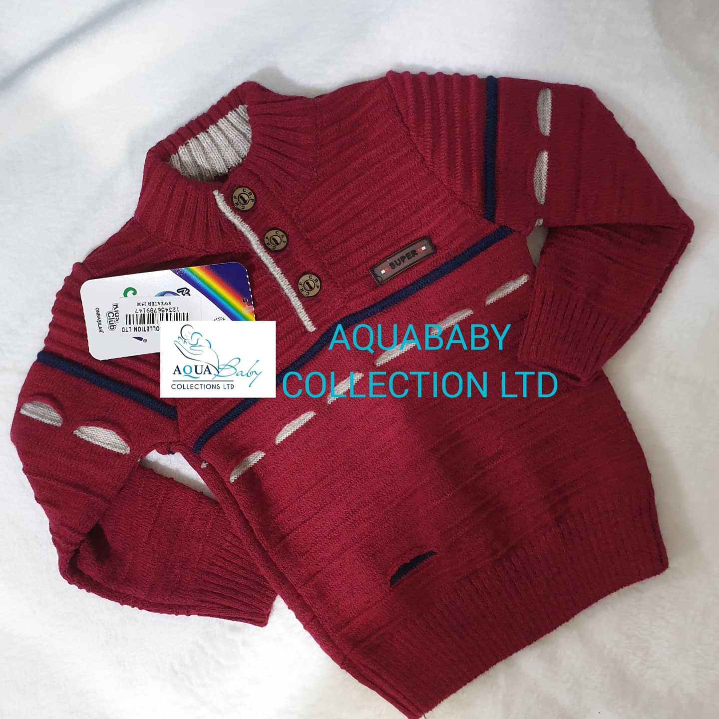 Maroon Knitted Babyhug Pullover Sweater – 3-4 Years