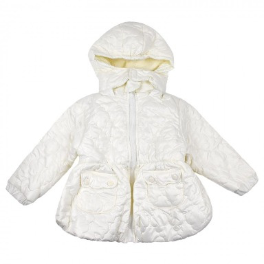 White Quilted Baby Jacket with Hood – 18-24 Months