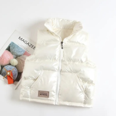 White/ pink  Quilted Puffer Vest for Kids – Cilento Designer Wear