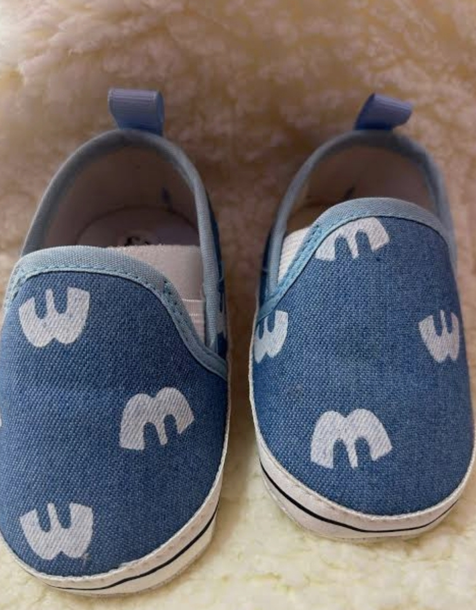 Blue Canvas Baby Slip-On Shoes – Prewalker Crib Shoes for Infants