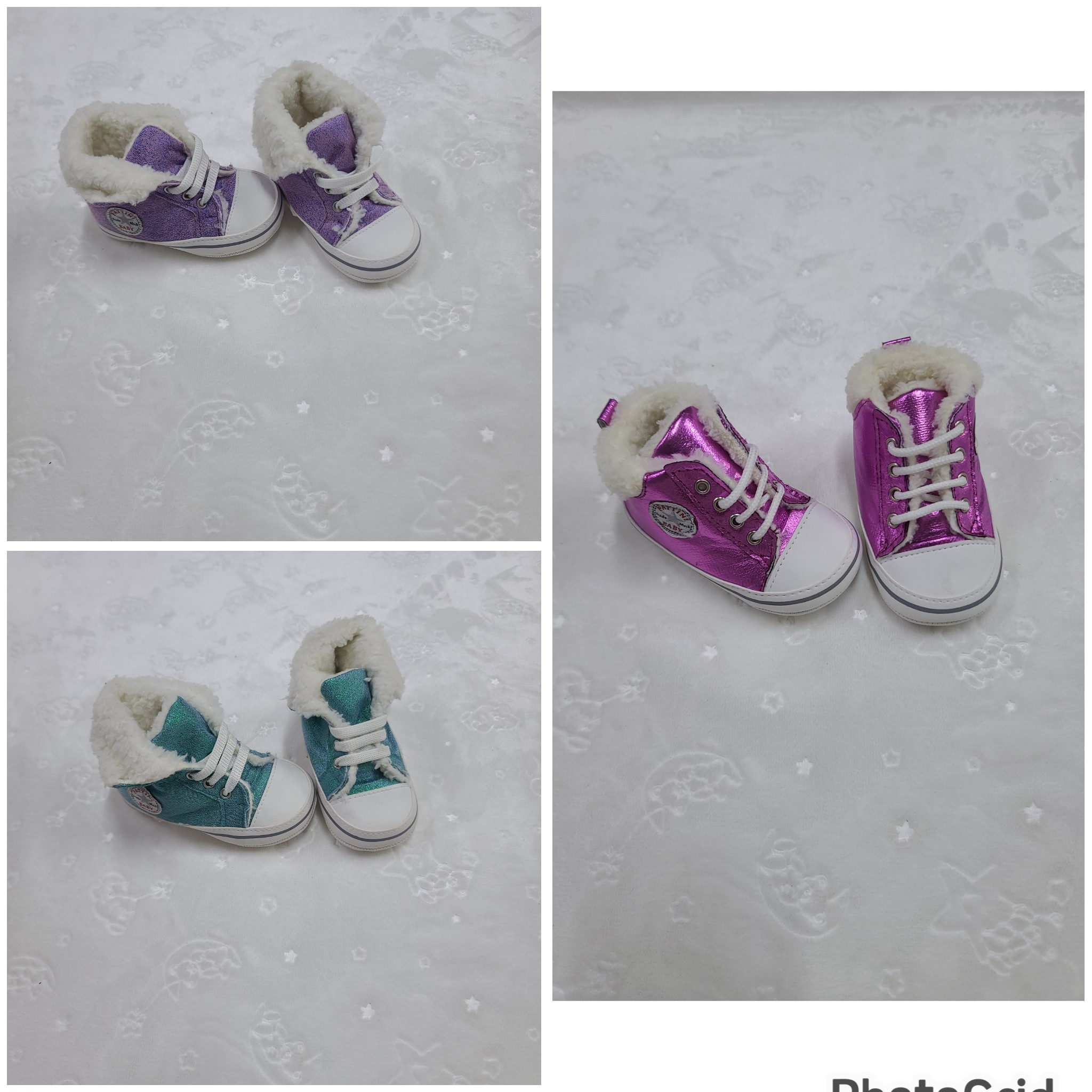 Faux-Fur Lined Baby Prewalker Shoes Size 19 – High Top Sneaker Style