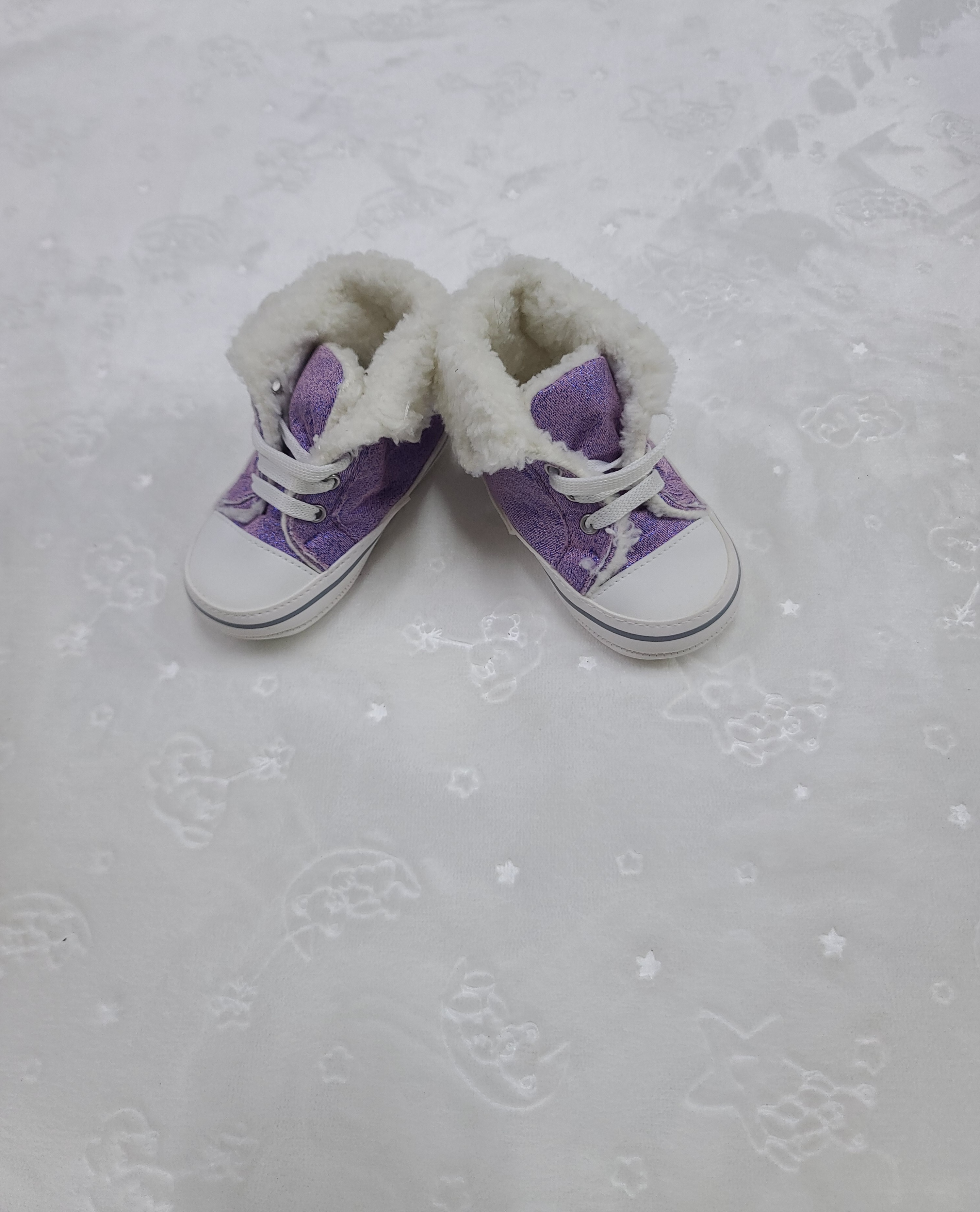 Faux-Fur Lined Baby Prewalker Shoes Size 19 – High Top Sneaker Style