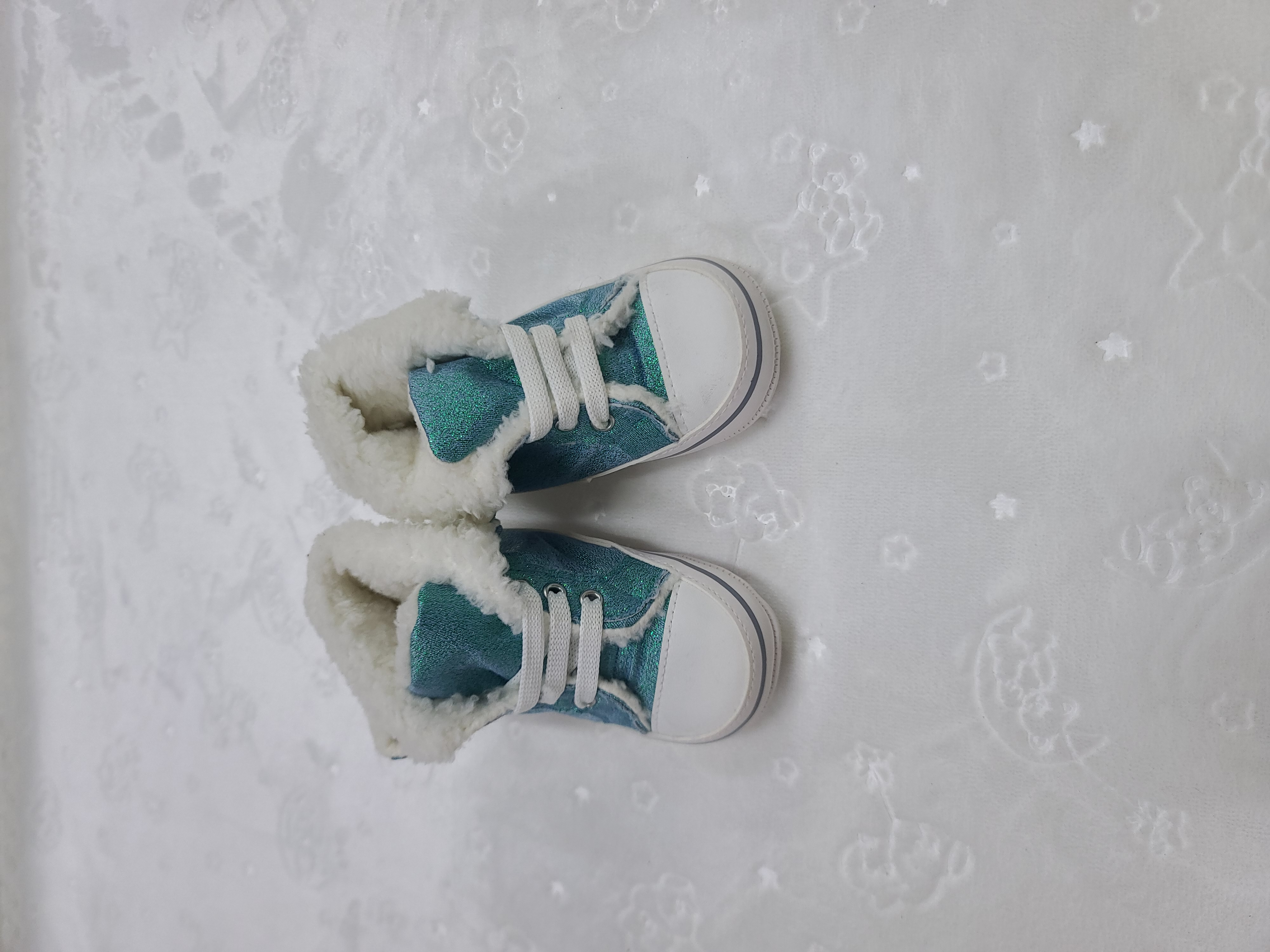 Faux-Fur Lined Baby Prewalker Shoes Size 19 – High Top Sneaker Style