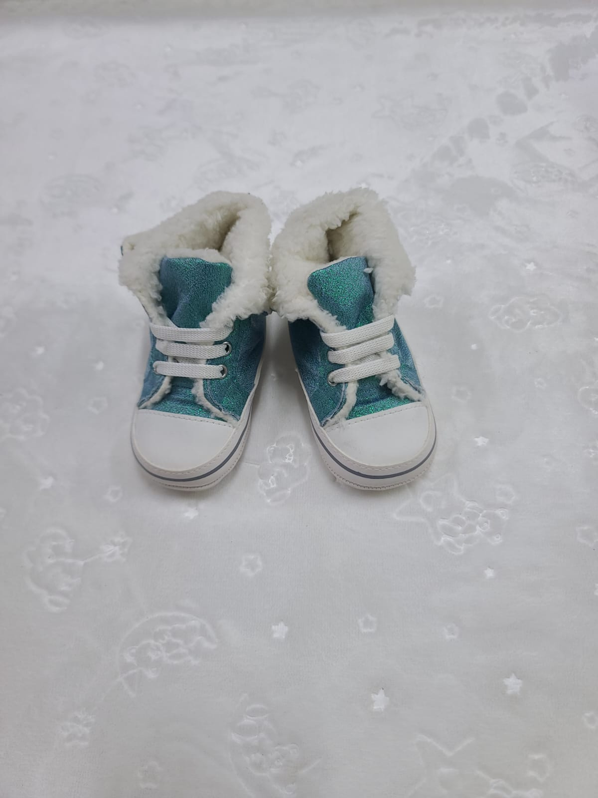 Faux-Fur Lined Baby Prewalker Shoes Size 19 and Size 18– High Top Sneaker Style