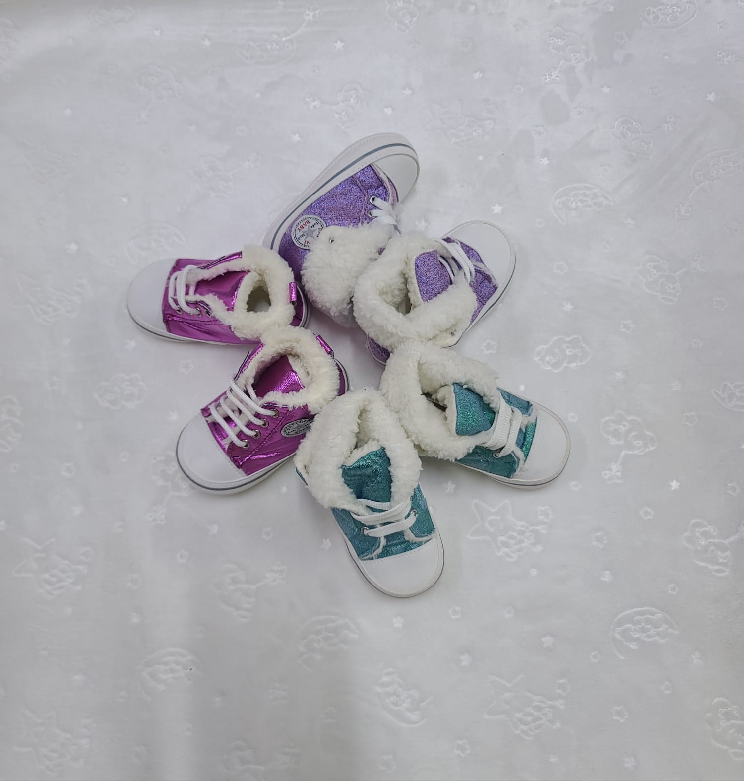 Faux-Fur Lined Baby Prewalker Shoes Size 19 and Size 18– High Top Sneaker Style