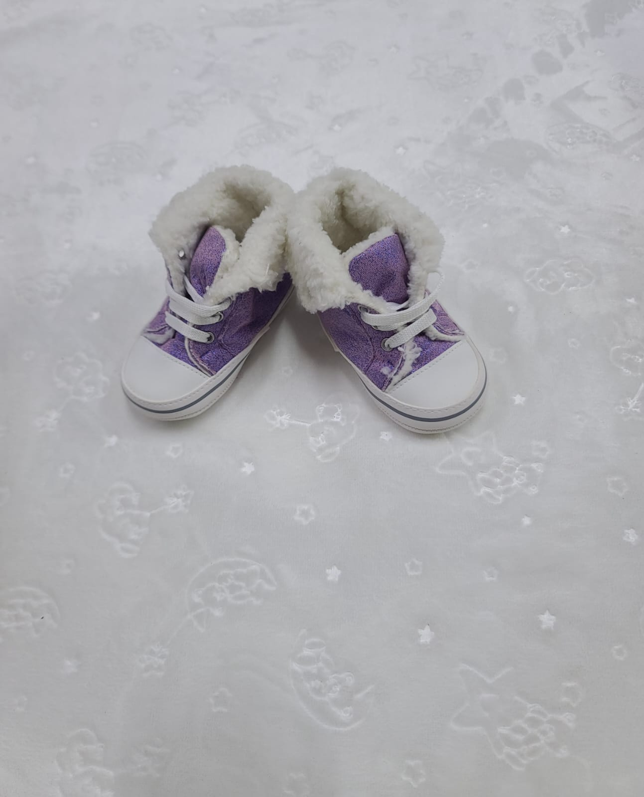 Faux-Fur Lined Baby Prewalker Shoes Size 19 and Size 18– High Top Sneaker Style