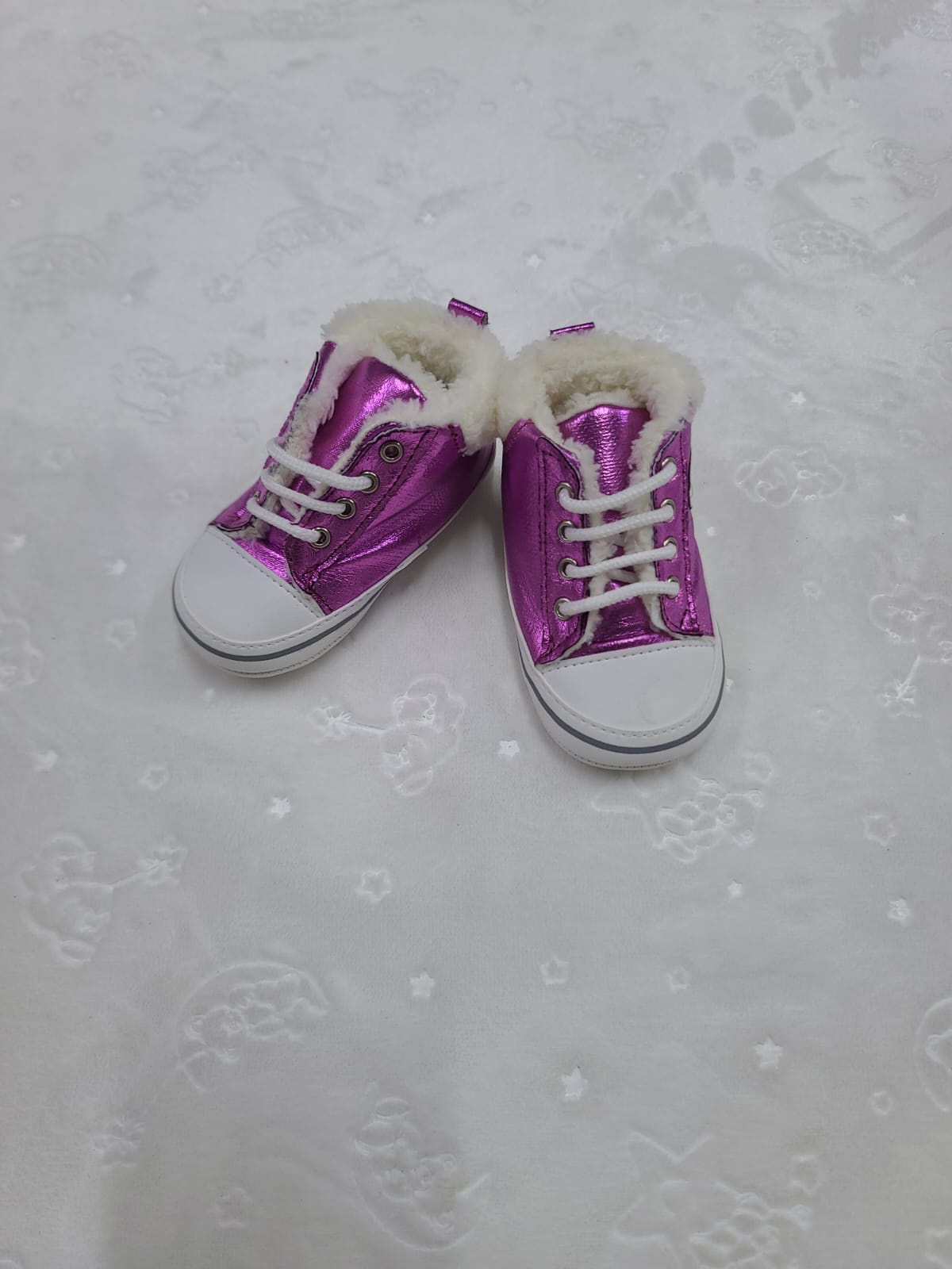 Faux-Fur Lined Baby Prewalker Shoes Size 19 and Size 18– High Top Sneaker Style