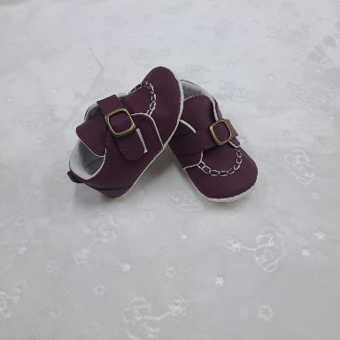 Burgundy Baby Pattini Prewalker Moccasins Size 19 – Soft Sole Baby Shoes