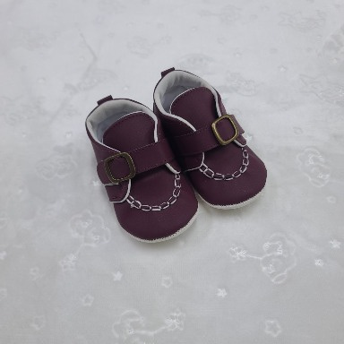 Burgundy Baby Pattini Prewalker Moccasins Size 19 – Soft Sole Baby Shoes
