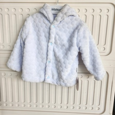 Light Blue Plush Hooded Baby Jacket – Soft & Cozy (3–12 Months)