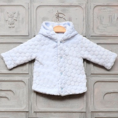 Light Blue Plush Hooded Baby Jacket – Soft & Cozy (3–12 Months)