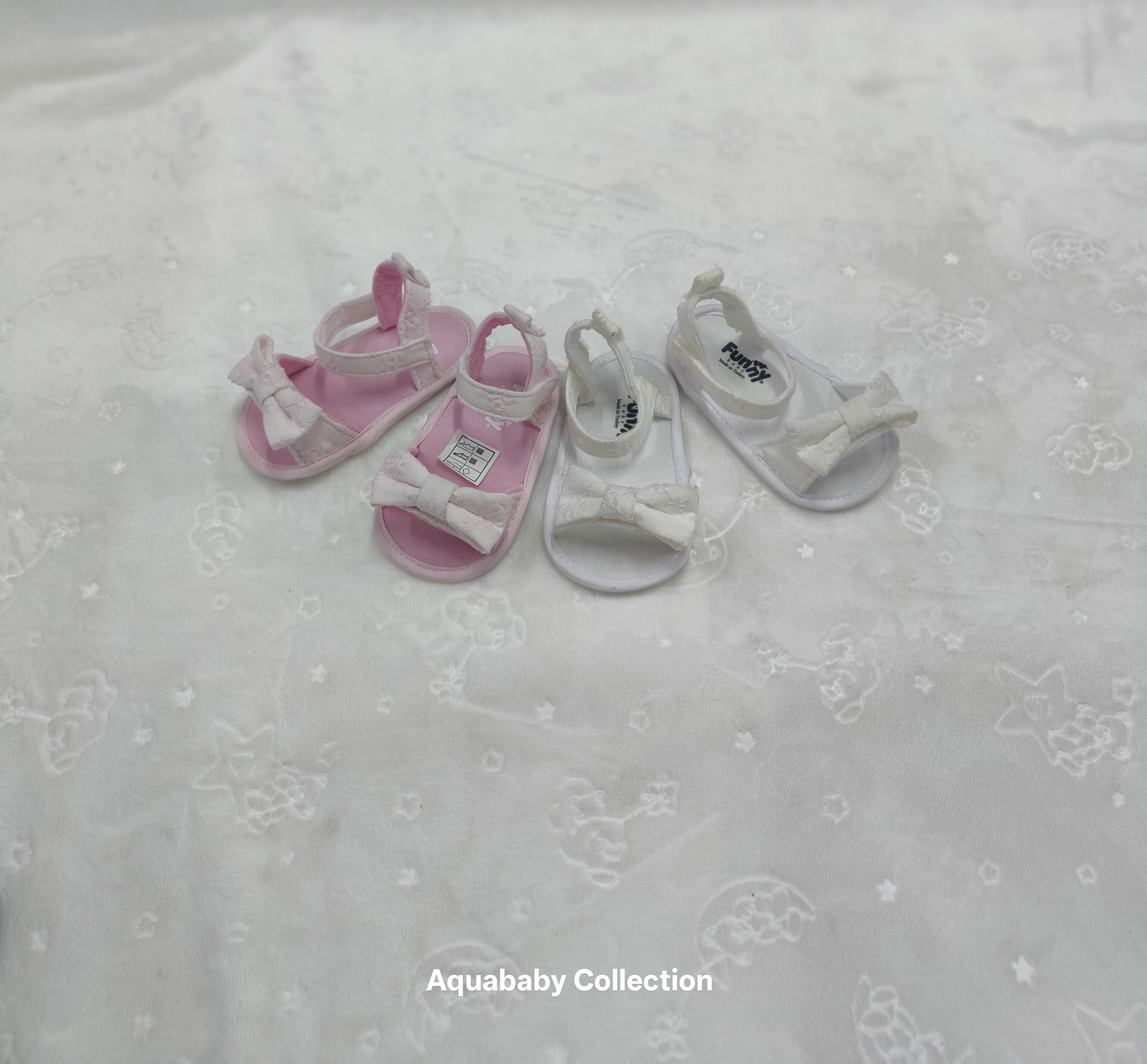 Funny Baby Baby Girl Prewalker Sandals Size 17 and 18 (Newborn–9 Months) Pink & White