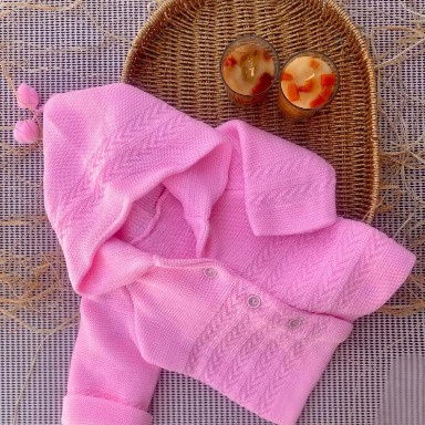 Pink Bebelin Baby Hooded Knit Cardigan (0–12 Months)