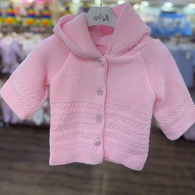 Pink Bebelin Baby Hooded Knit Cardigan (0–12 Months)