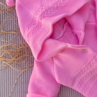 Pink Bebelin Baby Hooded Knit Cardigan (0–12 Months)