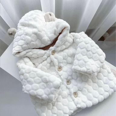 Bebitof Dotted Velsoft Baby Hooded Cardigan (0–12 Months)