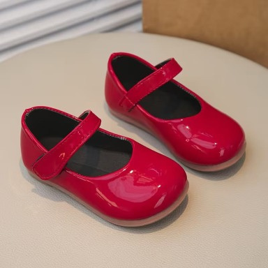 Adorable Baby Mary Jane Shoes – Red Patent & Silver Glitter – Size 18 (4–9 Months)