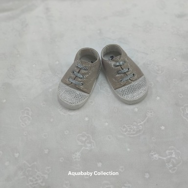 Funny Baby Silver Glitter Prewalker Crib Shoes – Size 18 (4–9 Months) and size 17 (0-4months)