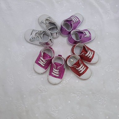 Papulin Sequined High-Top Prewalker Sneakers | Glitter Infant Shoes (Size 18, 4–9 Months)