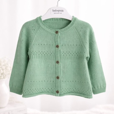 Bebepan Baby Girl Knit Cardigan – Pointelle Button- size 3 months to 30 months 0 Months