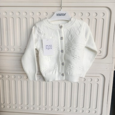 Bebitof Baby Girl Knit Cardigan – Warm Double-Layer Button-Up Sweater (3–6 Months, Red & White)