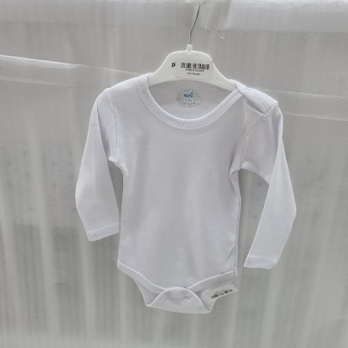 Moli White Long Sleeve Baby Bodysuit | Soft Cotton Infant Essential
