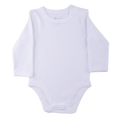 Moli White Long Sleeve Baby Bodysuit | Soft Cotton Infant Essential