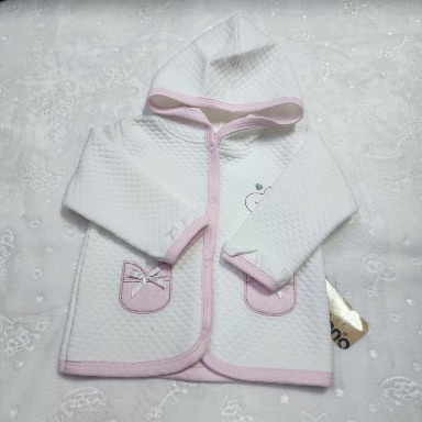 Pex Baby Girls Pink Hooded Quilted Coat with Bow Pockets (9–12 Months)
