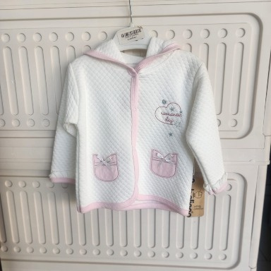 Pex Baby Girls Pink Hooded Quilted Coat with Bow Pockets (9–12 Months)