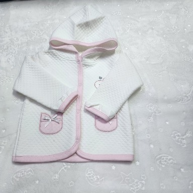 Pex Baby Girls Pink Hooded Quilted Coat with Bow Pockets (9–12 Months)