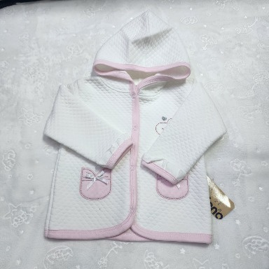 Pex Baby Girls Pink Hooded Quilted Coat with Bow Pockets (9–12 Months)