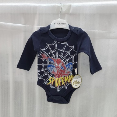 Marvel Spider-Man Baby Bodysuit | Navy Long Sleeve Cotton Onesie