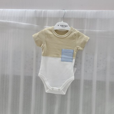Color Block Baby Bodysuit | Soft Short Sleeve Cotton Blend Onesie